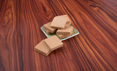 wafer or wafer biscuit on the background.
