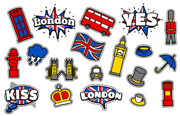 Fashion Patch Badges with London's Symbols © artemoberland