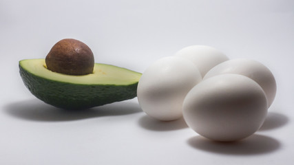 Avocado Egg white background