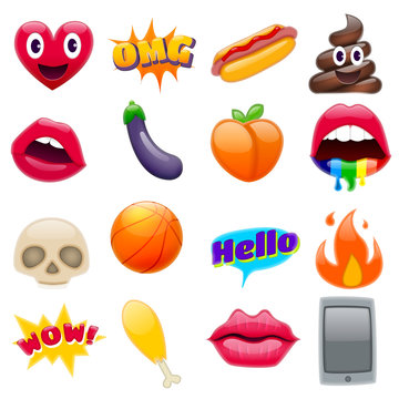 Set of Fantastic Smiley Emoticons Emoji Design Set