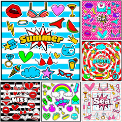 Fototapeta premium Fashion Summer Patch Badges