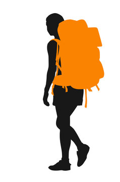 Backpacker. Vector silhouette
