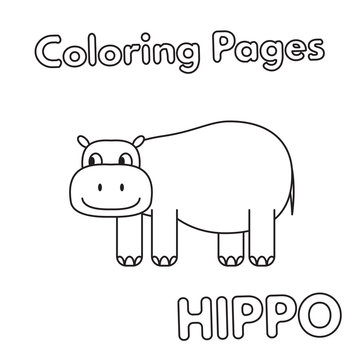 Cartoon Hippo Coloring Book