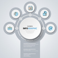 Annual report Business Infographics marketing icons for layout, diagram, web design. Concept options. Illustration vector.