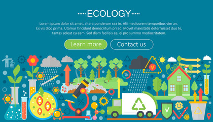 Modern flat infographic ecology concept. Green energy alternative fuel. Web header poster.