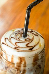 Iced Coffee With Chocolate Sauce