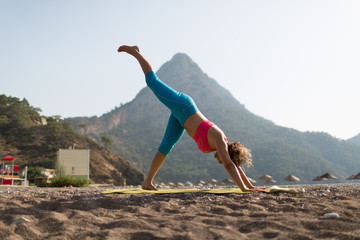 Yoga at sea cost and mountain Turkey