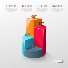 Creative vector colorful 3D pie chart