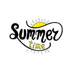 Summer time. Unique lettering poster. Vector art. Trendy handwritten summer illustration.