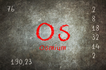 Isolated blackboard with periodic table, Osmium