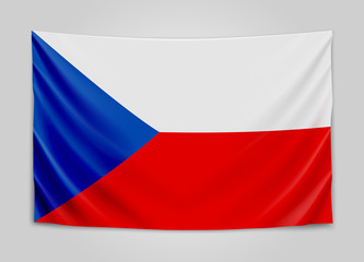 Hanging flag of Czech. Czech Republic. National flag concept.
