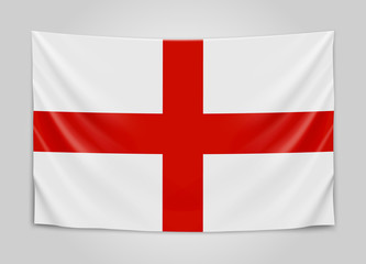 Obraz premium Hanging flag of England. England. National flag concept.