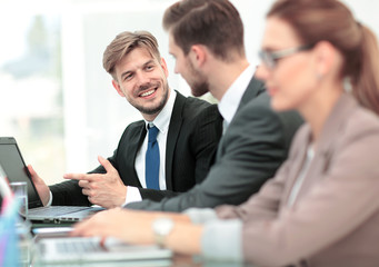 Fototapeta premium Working process, business team working in modern office