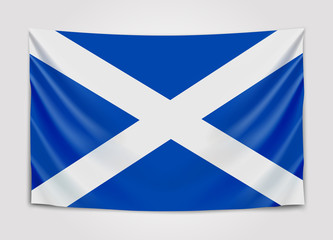 Hanging flag of Scotland. Scotland. National flag concept.