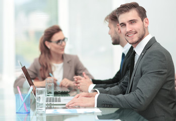Working process, business  team working in modern office