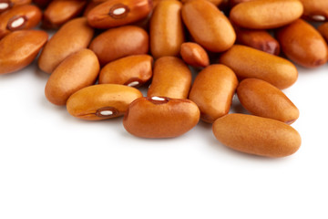 Yellow kidney bean isolated on white background. Yellow kidney bean texture background. A large bean with a subtle sweet flavor and soft texture. Beans. Proper nutrition. Vitamins. Healthy food.