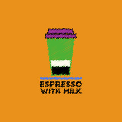 flat vector icon design collection espresso with milk