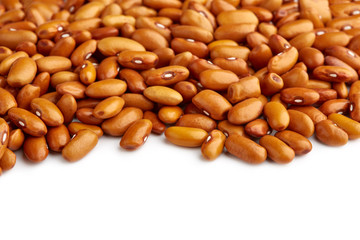 Yellow kidney bean isolated on white background. Yellow kidney bean texture background. A large bean with a subtle sweet flavor and soft texture. Beans. Proper nutrition. Vitamins. Healthy food.