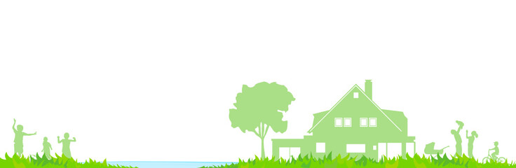 Silhouette Haus mit See