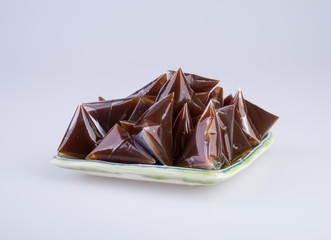dodol or malaysia traditional candy on the background.