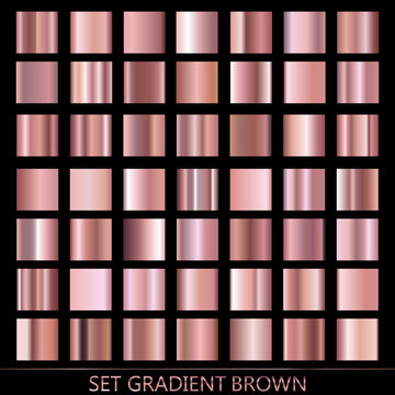 Set of brown gradients.Metallic squares collection,Vector illustration.