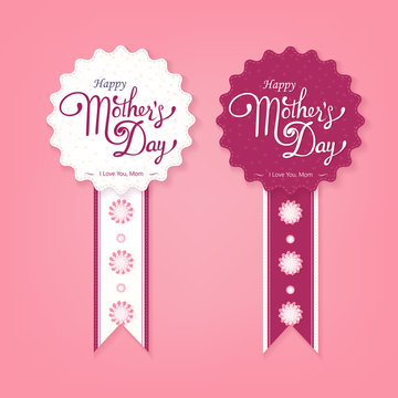 Happy Mother's Day hand drawn lattering. Calligraphy Inscription. Vector illustration banner card