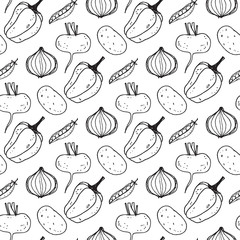 Seamless pattern with the image of vegetables
