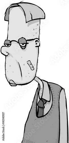 "Bored or boring man cartoon character illustration" Stock image and