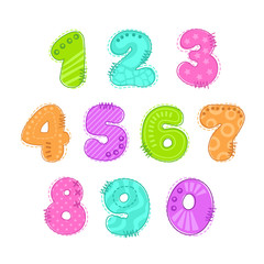 Funny colorful numbers patch set