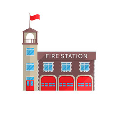 Fire station building in flat style on a white background