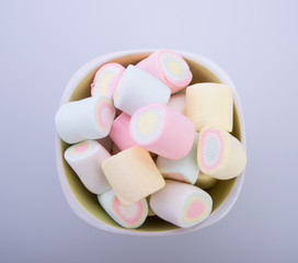 marshmallows or marshmallows candy on the background.