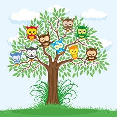 Obraz na płótnie Canvas Owls on the tree.