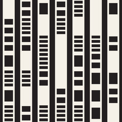 Black and White Irregular Dashed Lines Pattern. Abstract Vector Seamless Background