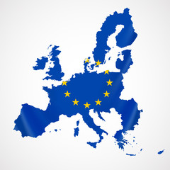 Map of European union and EU flag illustration.