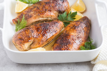 roasted  chicken breast with lemon and spicy herbs