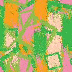 Abstract grunge seamless chaotic pattern with brushstrokes. Urban spring camouflage texture. Trendy colorful background. Modern wallpaper. Fashionable print with a shabby paint effect.