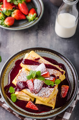 Filled pancakes with strawberries