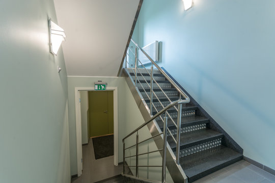 Staircase in modern building. Bright and modern building interior.