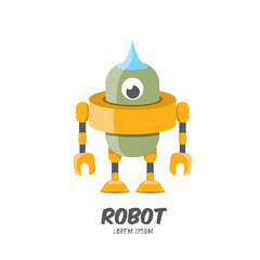 Obraz premium vector cartoon cute flat robot icon