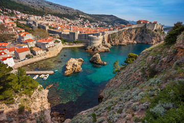 Fototapeta na wymiar Dubrovnik, Croatia. Beautiful romantic old town of Dubrovnik during sunny day.