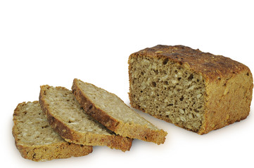 Rye bread sliced isolated on white background