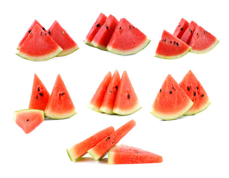 water melon slices isolated on white background
