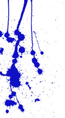 Ink splash, stains, strokes and blots. Paint Splatter Background. Blue and white vector illustration. Abstract grunge template. 