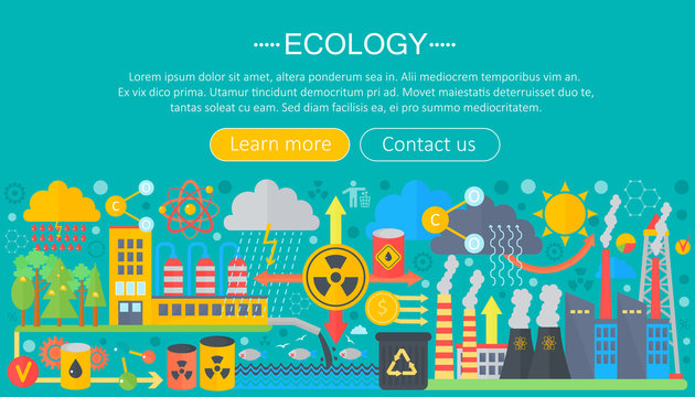 Modern flat infographic ecology concept. Green energy alternative fuel. Web header poster.