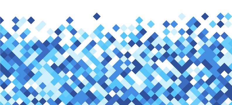 Blue and white graphic background.