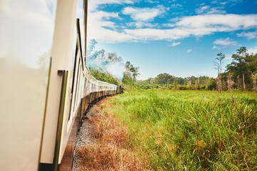Traveling by steam train