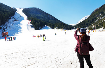 Ski slope at winter resort Bansko, Bulgaria 