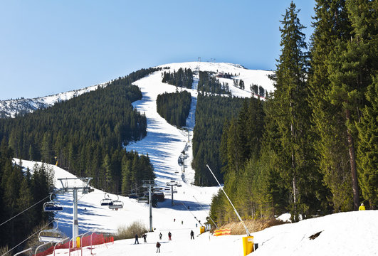 Ski slope at winter resort Bansko, Bulgaria 