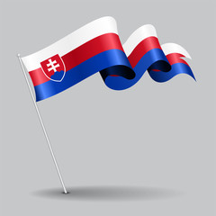 Slovakian pin wavy flag. Vector illustration.