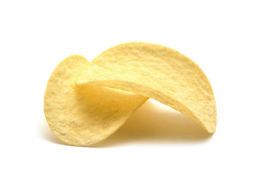 Potato chips isolated white background.